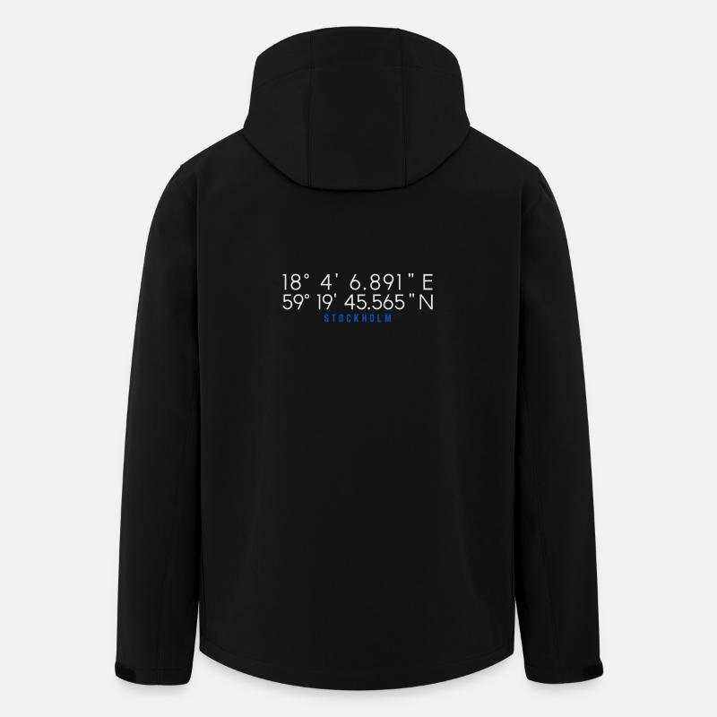 Coordonnées GPS Stockholm Suède - Veste softshell homme en polyester recyclé Stanley/Stella - noir