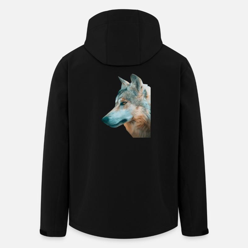 Tête de loup Aquarelle - Veste softshell homme en polyester recyclé Stanley/Stella - noir