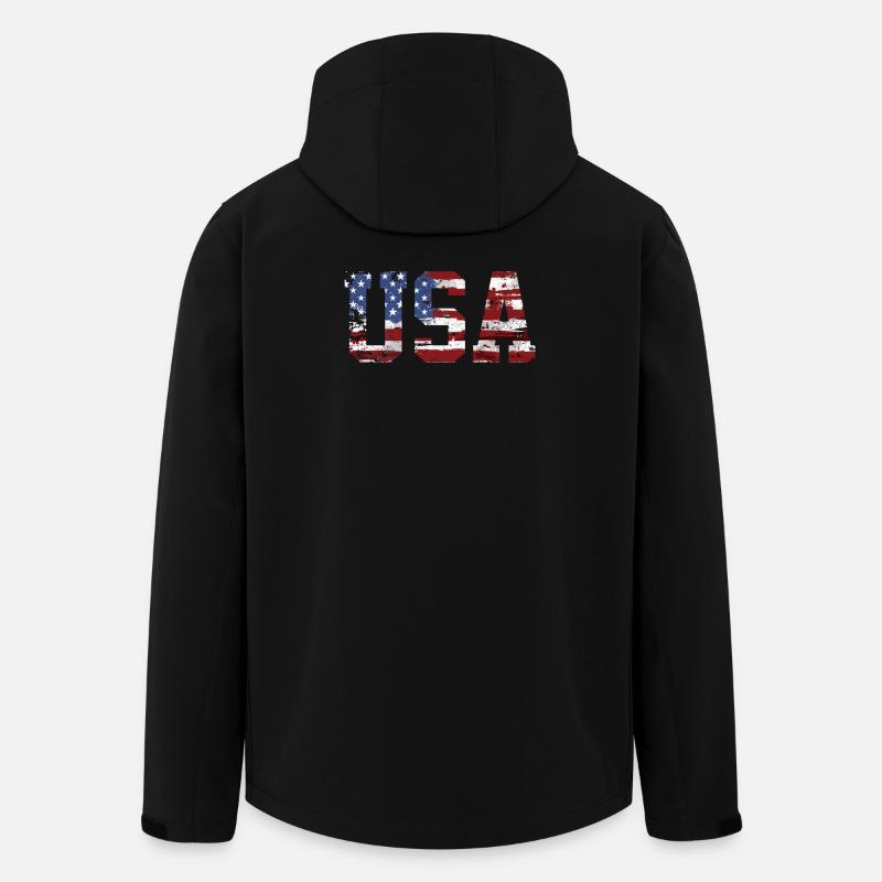 drapeau des Etats Unis - Veste softshell homme en polyester recyclé Stanley/Stella - noir
