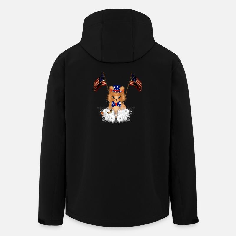 Cute kitten with flag and American flag - Men’s Recycled Softshell Jacket by Stanley/Stella - black
