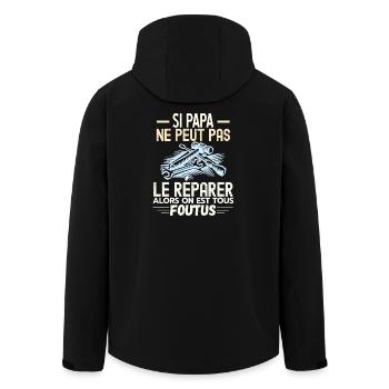 Papa réparateur Papa Bricoleur - Veste softshell homme en polyester recyclé Stanley/Stella - noir - Dos - AI Model Male 185 light (185cm)