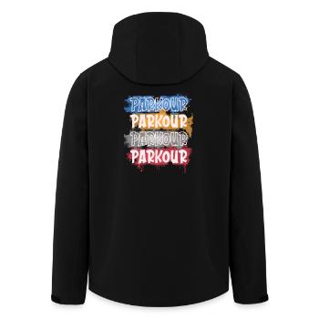 Parkour - Men’s Recycled Softshell Jacket by Stanley/Stella - black - Back - AI Model Male 185 light (185cm)