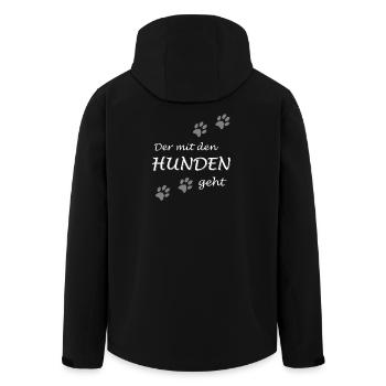 Der mit den Hunden geht Gassi Hundebesitzer Design - Recycelte Männer Softshell-Jacke von Stanley/Stella - Schwarz - Hinten - AI Model Male 185 light (185cm)