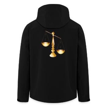 two scales on a beam with stand - Men’s Recycled Softshell Jacket by Stanley/Stella - black - Back - AI Model Male 185 light (185cm)