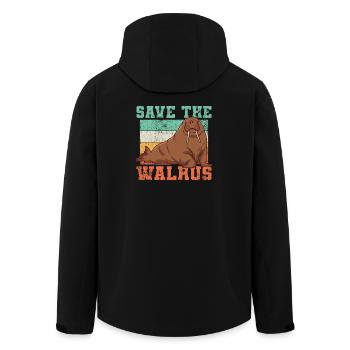 Walrus Conservation Vintage - Men’s Recycled Softshell Jacket by Stanley/Stella - black - Back - AI Model Male 185 light (185cm)