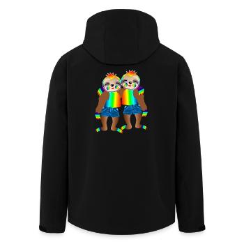 FIERTÉ LGBTQIA+ AMITIÉ - PARESSEUX - Veste softshell homme en polyester recyclé Stanley/Stella - noir - Dos - AI Model Male 185 light (185cm)