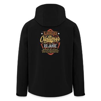 80. Geburtstag Oldtimer - Recycelte Männer Softshell-Jacke von Stanley/Stella - Schwarz - Hinten - AI Model Male 185 light (185cm)