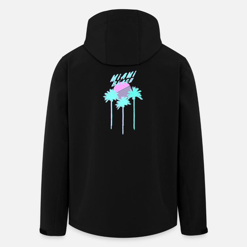 Miami Beach 80's Retro Palmen - Recycelte Männer Softshell-Jacke von Stanley/Stella - Schwarz