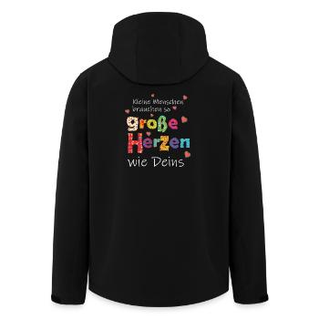 Kleine Menschen brauchen große Herzen - Danke - Recycelte Männer Softshell-Jacke von Stanley/Stella - Schwarz - Hinten - AI Model Male 185 light (185cm)