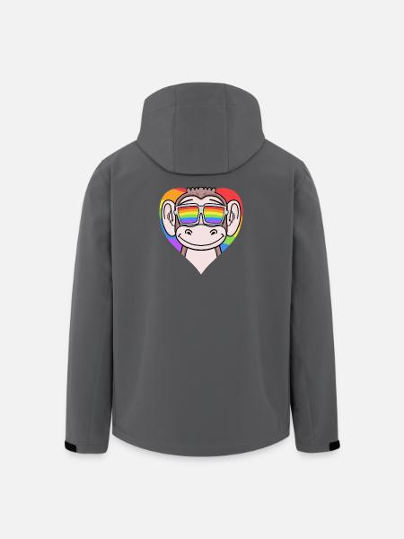 LGBT Heart with Monkey Rainbow - Men’s Recycled Softshell Jacket by Stanley/Stella - black