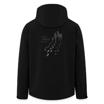 Never walk alone - Hund Pferd Reiter gemeinsam - Recycelte Männer Softshell-Jacke von Stanley/Stella - Schwarz - Hinten - AI Model Male 185 light (185cm)