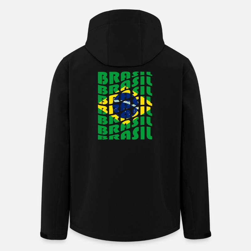 Drapeaux à lettrage brésilien - Veste softshell homme en polyester recyclé Stanley/Stella - noir