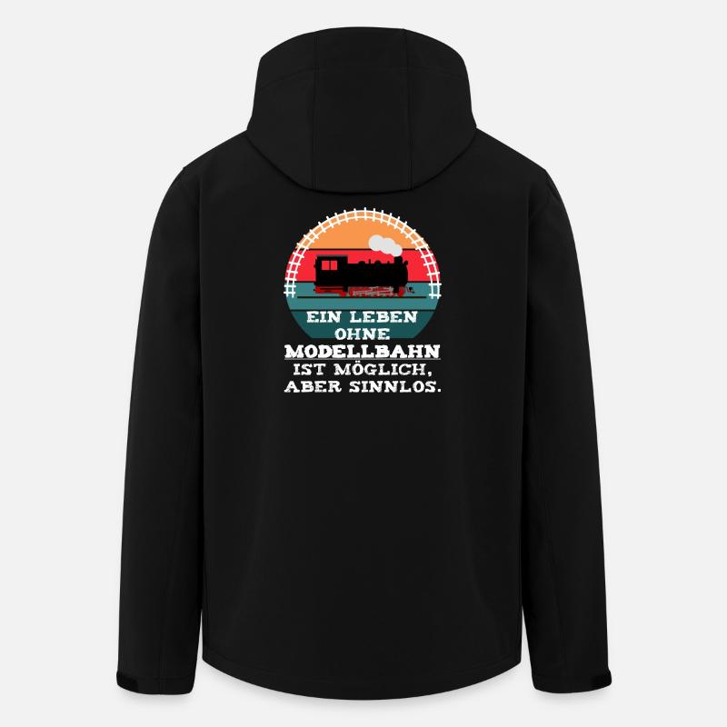 Modellbahn Eisenbahn Dampflok Spruch - Recycelte Männer Softshell-Jacke von Stanley/Stella - Schwarz