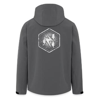 Signes de corporation Électricien Hexagone dans le look used - Veste softshell homme en polyester recyclé Stanley/Stella - charbon - Dos - AI Model Male 185 light (185cm)