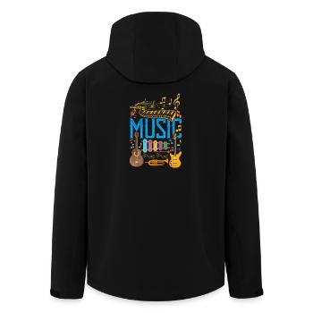 Colorful Music Instrument Collage | Musik Love - Recycelte Männer Softshell-Jacke von Stanley/Stella - Schwarz - Hinten - AI Model Male 185 light (185cm)