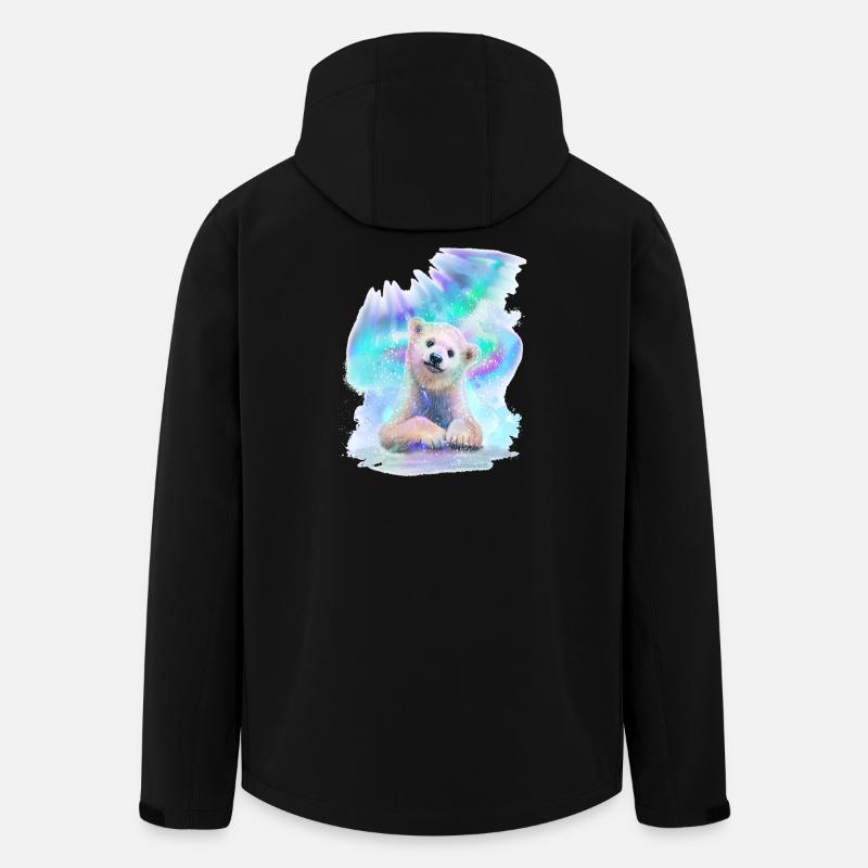 Ours blanc - Veste softshell homme en polyester recyclé Stanley/Stella - noir