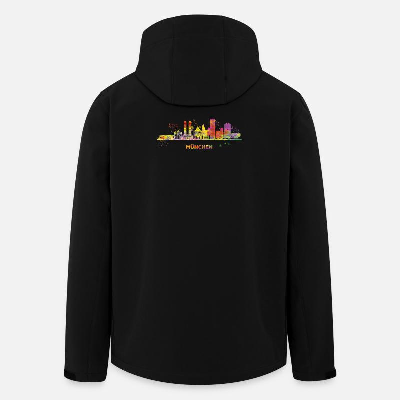 München Skyline Bunt Münchener Frauenkirche - Recycelte Männer Softshell-Jacke von Stanley/Stella - Schwarz