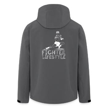 Logo du symbole de combat d’arts martiaux d’arts martiaux - Veste softshell homme en polyester recyclé Stanley/Stella - charbon - Dos - AI Model Male 185 light (185cm)