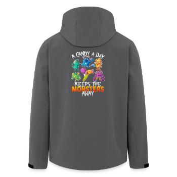 Un bonbon par jour garde le Montser Far Halloween - Veste softshell homme en polyester recyclé Stanley/Stella - charbon - Dos - AI Model Male 185 light (185cm)