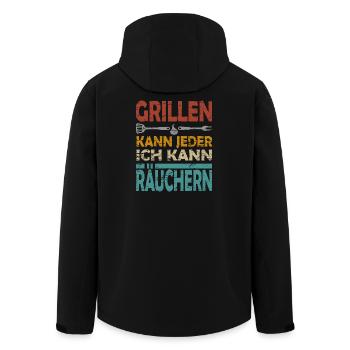 GRILLEN KANN JEDER ICH KANN RÄUCHERN - Recycelte Männer Softshell-Jacke von Stanley/Stella - Schwarz - Hinten - AI Model Male 185 light (185cm)
