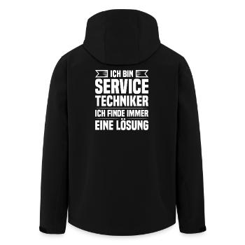 Servicetechniker Support Lösung Spruch Service - Recycelte Männer Softshell-Jacke von Stanley/Stella - Schwarz - Hinten - AI Model Male 185 light (185cm)