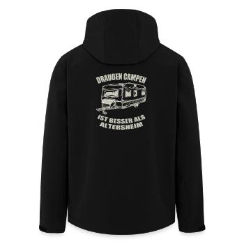 Drauden Campen Ist Besser Als Altersheim - Recycelte Männer Softshell-Jacke von Stanley/Stella - Schwarz - Hinten - AI Model Male 185 light (185cm)