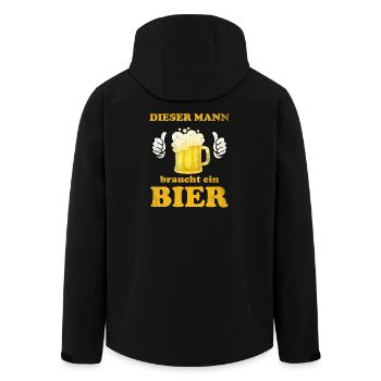 Dieser Mann braucht ein Bier - Männertag Vatertag - Recycelte Männer Softshell-Jacke von Stanley/Stella - Schwarz - Hinten - AI Model Male 185 light (185cm)
