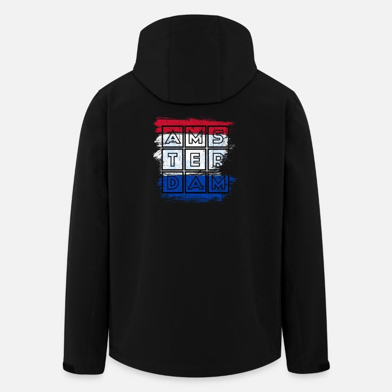 Drapeau Amsterdam Grid - Veste softshell homme en polyester recyclé Stanley/Stella - noir