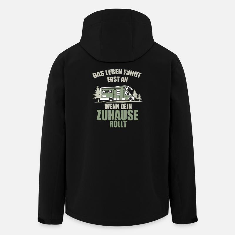 Leben fängt an, wenn Zuhause rollt - Recycelte Männer Softshell-Jacke von Stanley/Stella - Schwarz