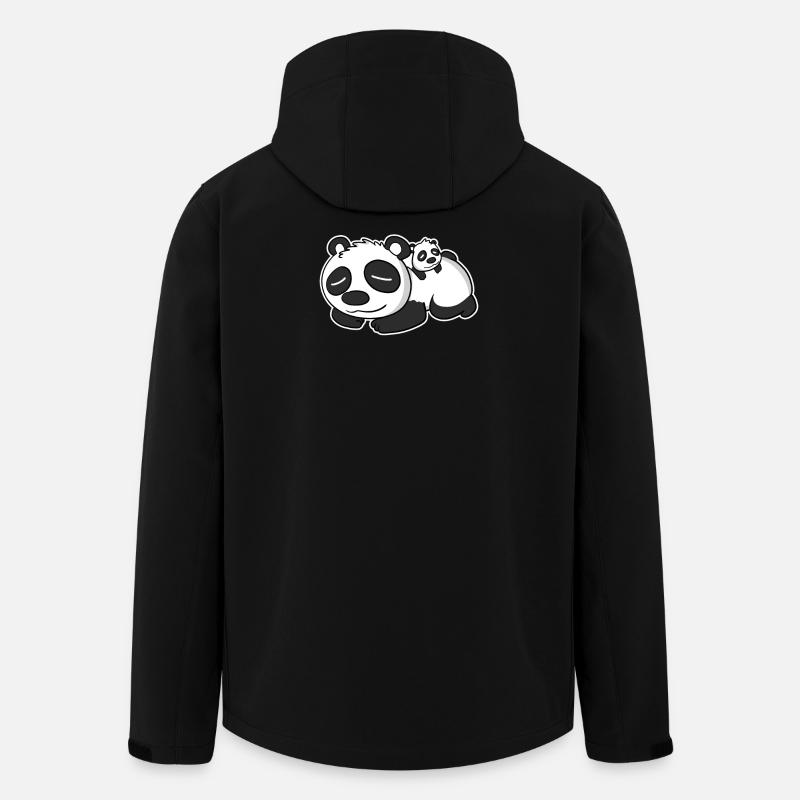 Panda Papa with Baby Panda - Men’s Recycled Softshell Jacket by Stanley/Stella - black