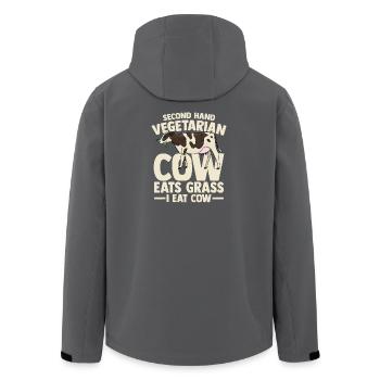 second hand vegetarian cow eats grass i eat cow - Recycelte Männer Softshell-Jacke von Stanley/Stella - Anthrazit - Hinten - AI Model Male 185 light (185cm)