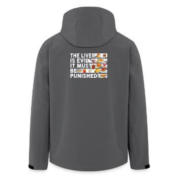 The liver is evil and is punished - Men’s Recycled Softshell Jacket by Stanley/Stella - anthracite - Back - AI Model Male 185 light (185cm)