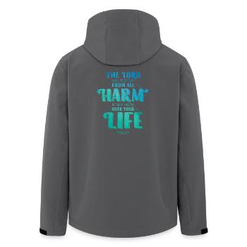 The Lord will keep you from all harm - Recycelte Männer Softshell-Jacke von Stanley/Stella - Schwarz - Hinten - AI Model Male 185 light (185cm)