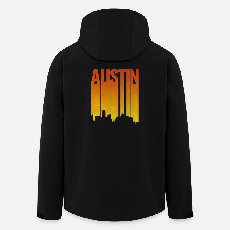 Austin Skyline Abendlicht - Recycelte Männer Softshell-Jacke von Stanley/Stella - Schwarz