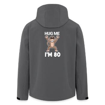 80 birthday - 80 years - hug - Men’s Recycled Softshell Jacket by Stanley/Stella - anthracite - Back - AI Model Male 185 light (185cm)