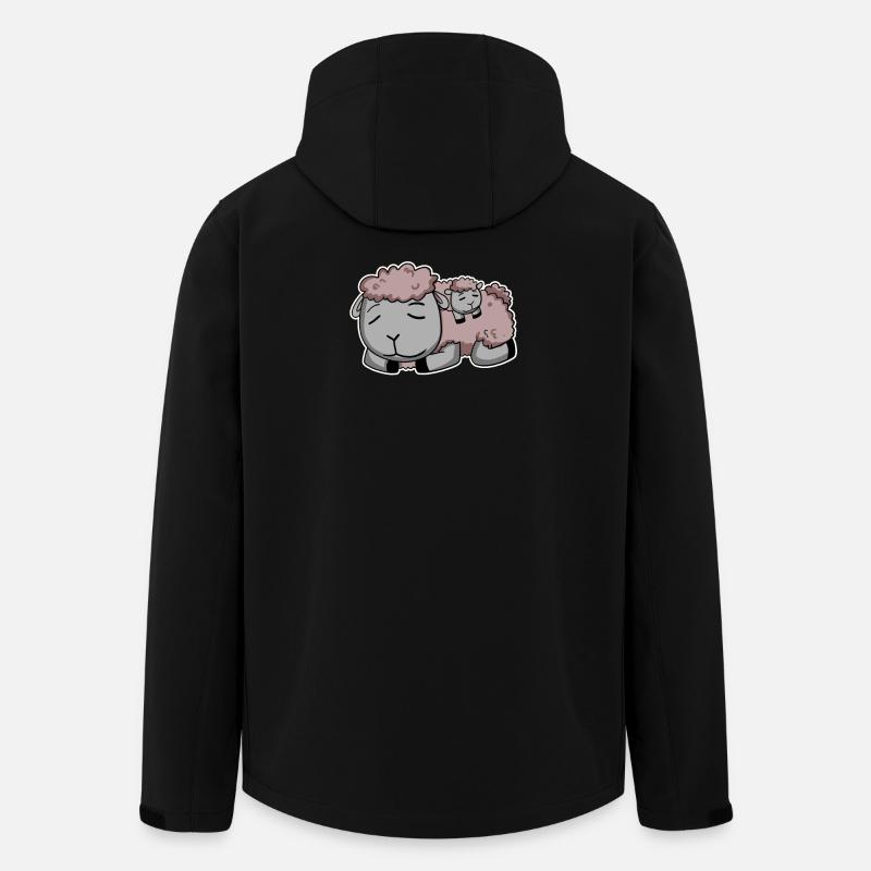 Moutons avec bébé moutons - Veste softshell homme en polyester recyclé Stanley/Stella - noir