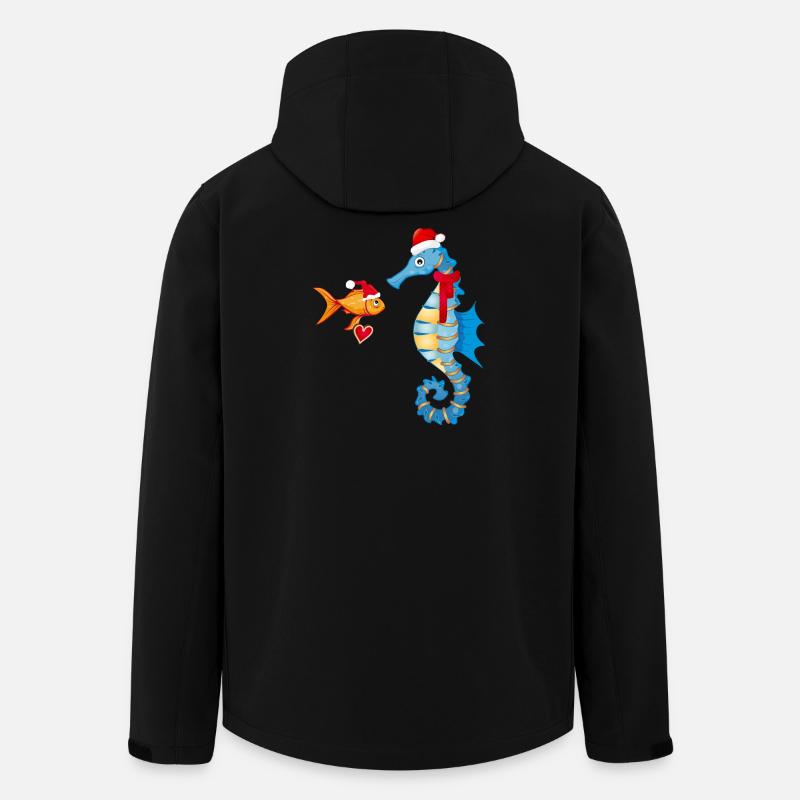 Fisch und Seepferdchen in Weihnachtsstimmung - Recycelte Männer Softshell-Jacke von Stanley/Stella - Schwarz