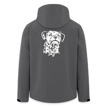Border Terrier Head « Black Edition » - Veste softshell homme en polyester recyclé Stanley/Stella - charbon - Dos - AI Model Male 185 light (185cm)