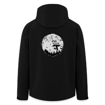 In the Snow Zone - Skiing Winter Sports - Men’s Recycled Softshell Jacket by Stanley/Stella - black - Back - AI Model Male 185 light (185cm)