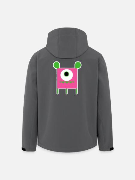 Pink Cyclops Monster | Funny Square Alien - Men’s Recycled Softshell Jacket by Stanley/Stella - black