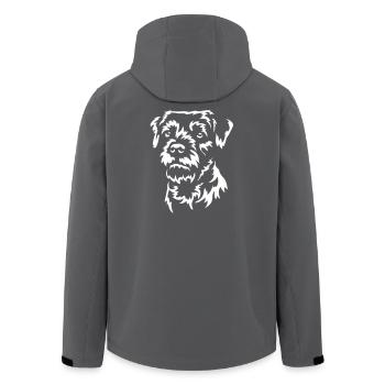 Border Terrier Head « Black Edition » - Veste softshell homme en polyester recyclé Stanley/Stella - charbon - Dos - AI Model Male 185 light (185cm)