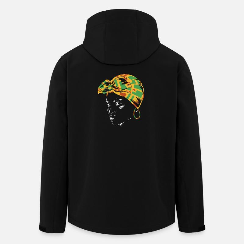 Kente Kopfwrap Portrait - Recycelte Männer Softshell-Jacke von Stanley/Stella - Schwarz