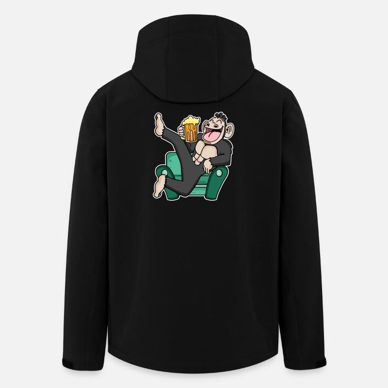 Funny monkey drinks beer - Men’s Recycled Softshell Jacket by Stanley/Stella - black