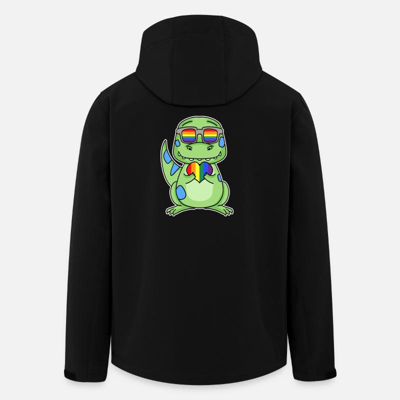 Gay Regenbogen Herz Dinosaurier - Recycelte Männer Softshell-Jacke von Stanley/Stella - Schwarz
