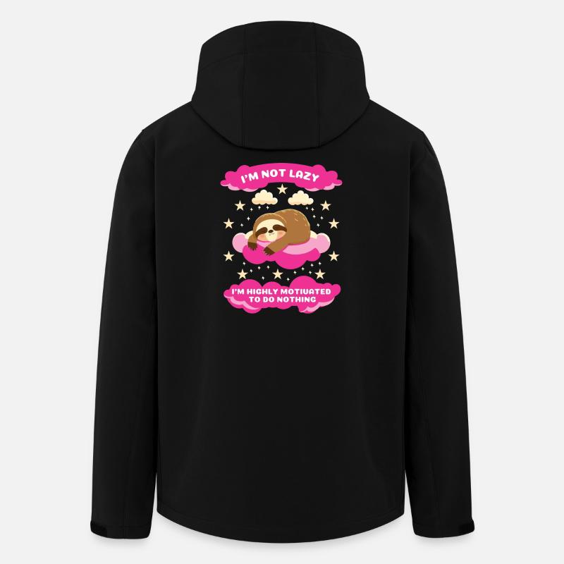 I'm Not Lazy Sloth Motivational Design - Men’s Recycled Softshell Jacket by Stanley/Stella - black