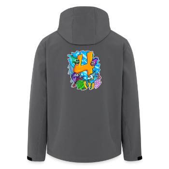 4 years old - 4th birthday with animal motif - Men’s Recycled Softshell Jacket by Stanley/Stella - anthracite - Back - AI Model Male 185 light (185cm)