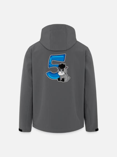 5 år - 5 års fødselsdag med dyremotiv - Stanley/Stella herre softshelljakke i genanvendt polyester - sort