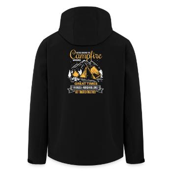 Moments autour du feu de camp au feu de camp - Veste softshell homme en polyester recyclé Stanley/Stella - noir - Dos - AI Model Male 185 light (185cm)