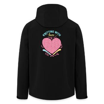 Knitting Love Heart – Stricken mit Liebe - Recycelte Männer Softshell-Jacke von Stanley/Stella - Schwarz - Hinten - AI Model Male 185 light (185cm)