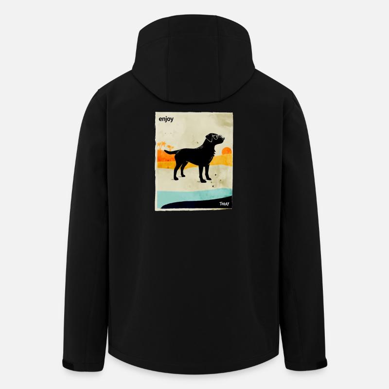 Sonnenuntergangs-labrador mit Brille - Recycelte Männer Softshell-Jacke von Stanley/Stella - Schwarz